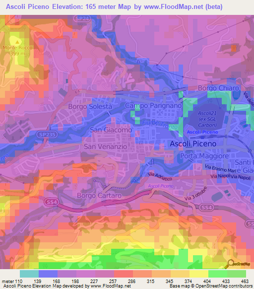 Ascoli Piceno,Italy Elevation Map