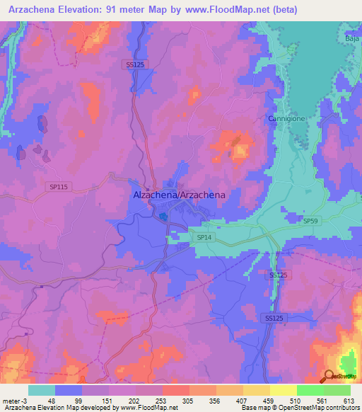 Arzachena,Italy Elevation Map