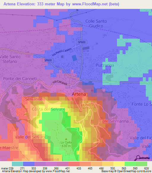 Artena,Italy Elevation Map