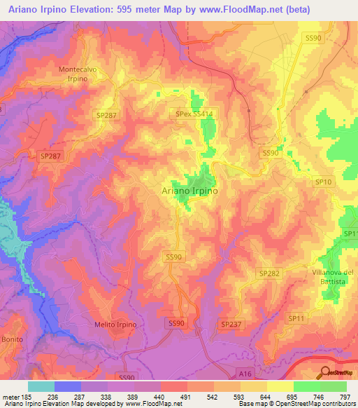 Ariano Irpino,Italy Elevation Map