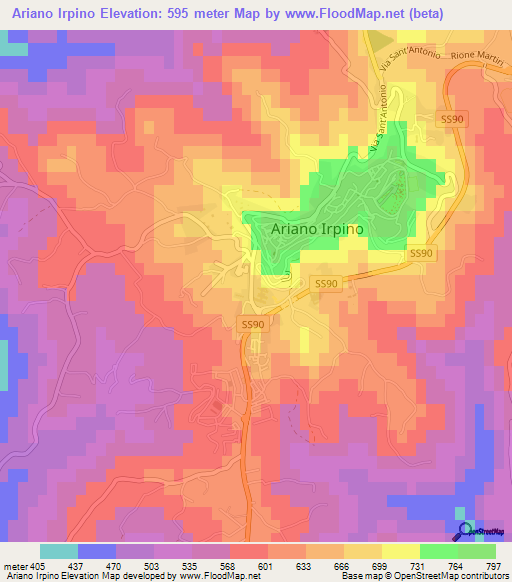 Ariano Irpino,Italy Elevation Map