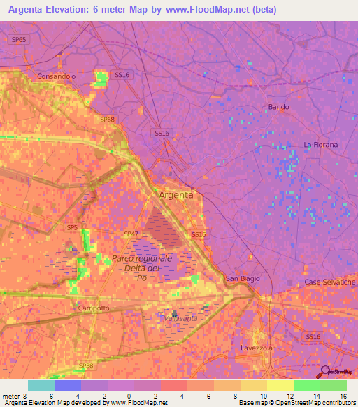 Argenta,Italy Elevation Map