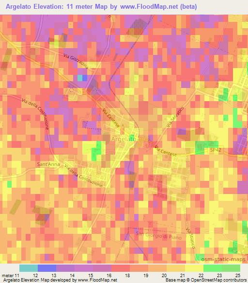 Argelato,Italy Elevation Map