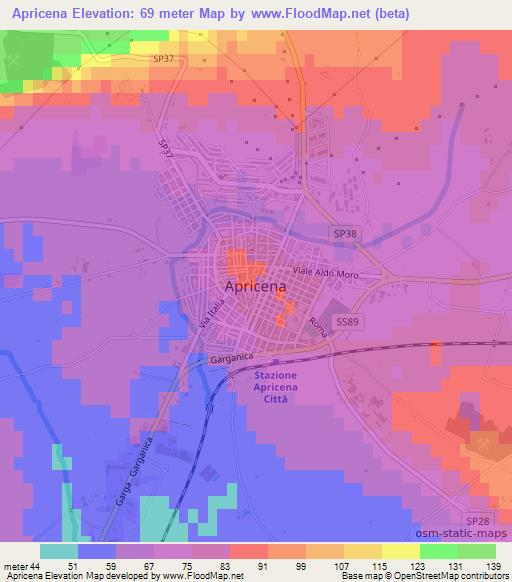 Apricena,Italy Elevation Map