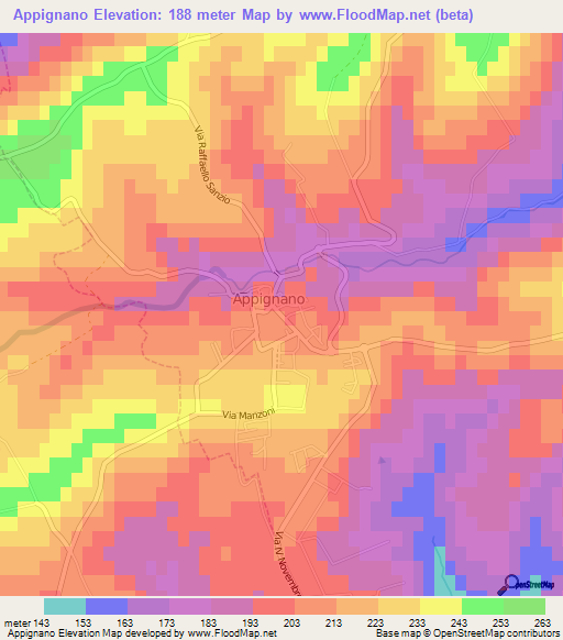 Appignano,Italy Elevation Map