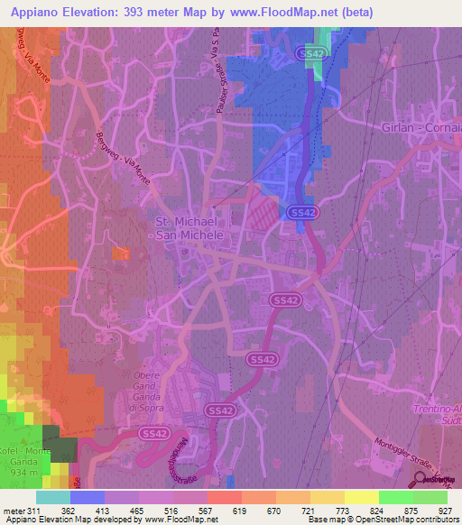 Appiano,Italy Elevation Map