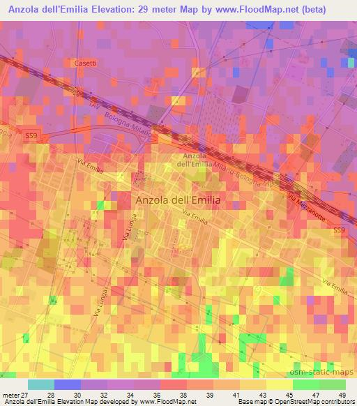 Anzola dell'Emilia,Italy Elevation Map