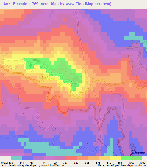 Anzi,Italy Elevation Map