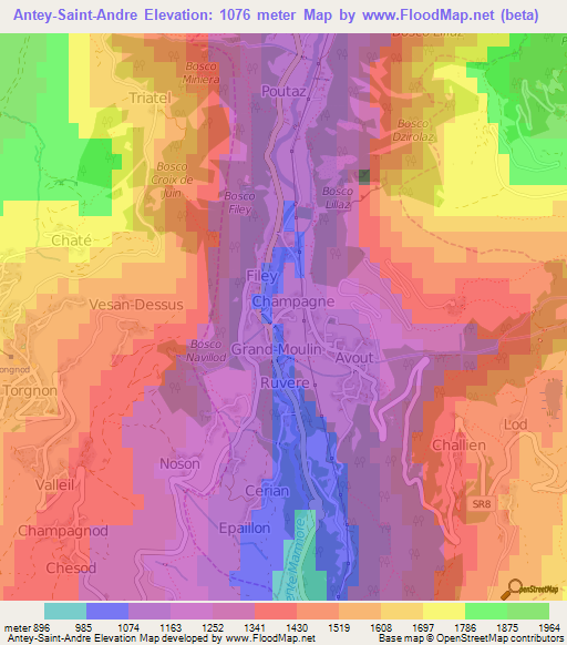 Antey-Saint-Andre,Italy Elevation Map