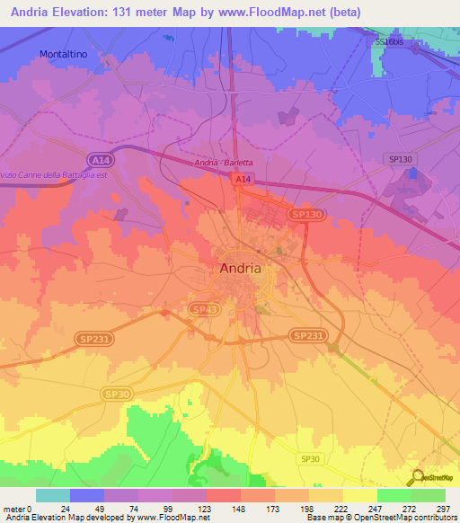 Andria,Italy Elevation Map