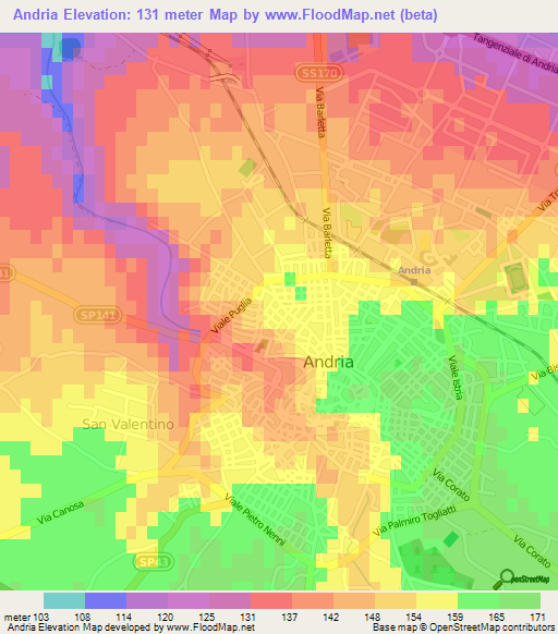 Andria,Italy Elevation Map