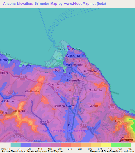 Ancona,Italy Elevation Map