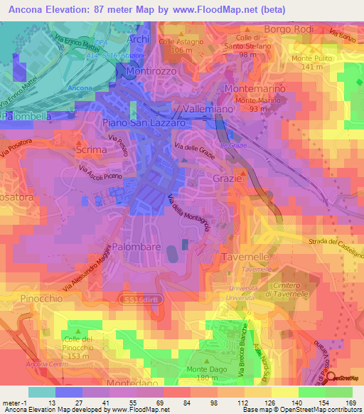 Ancona,Italy Elevation Map