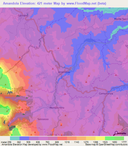 Amandola,Italy Elevation Map