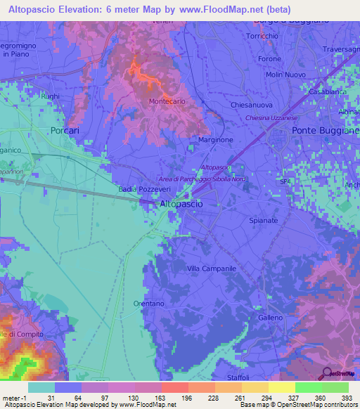 Altopascio,Italy Elevation Map