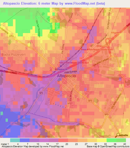 Altopascio,Italy Elevation Map