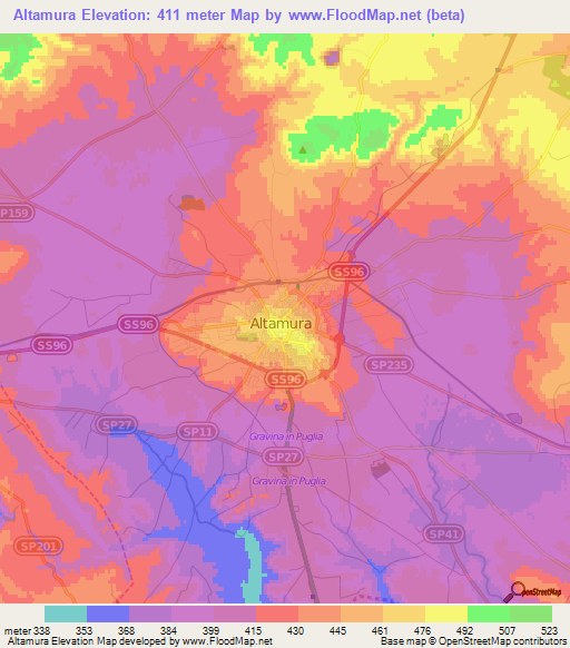 Altamura,Italy Elevation Map