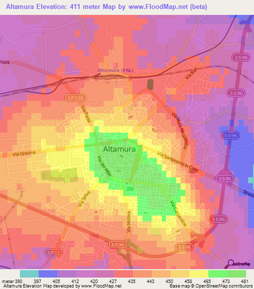 Altamura,Italy Elevation Map