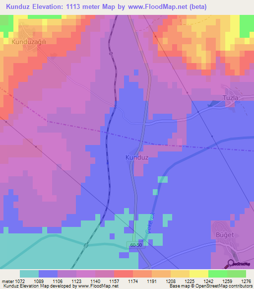 Kunduz,Turkey Elevation Map