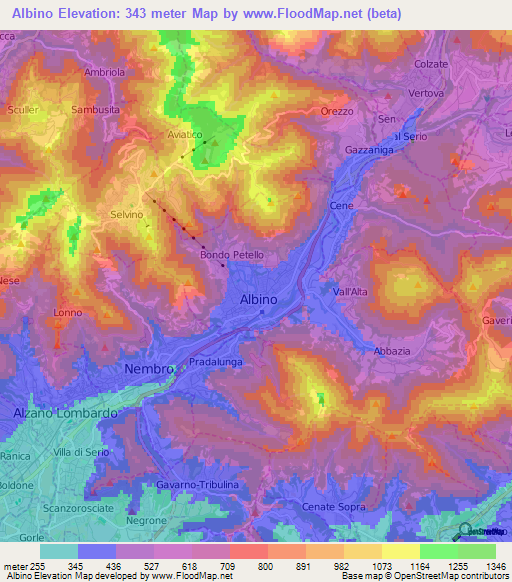 Albino,Italy Elevation Map