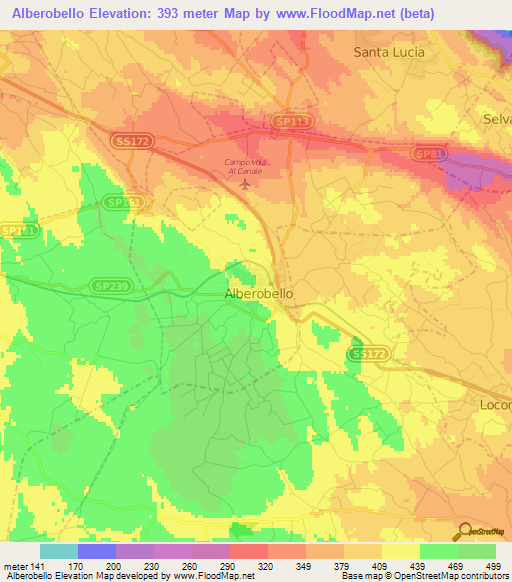 Alberobello,Italy Elevation Map