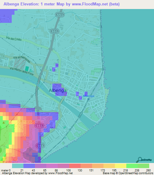 Albenga,Italy Elevation Map