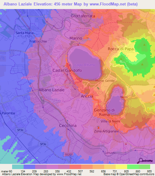 Albano Laziale,Italy Elevation Map