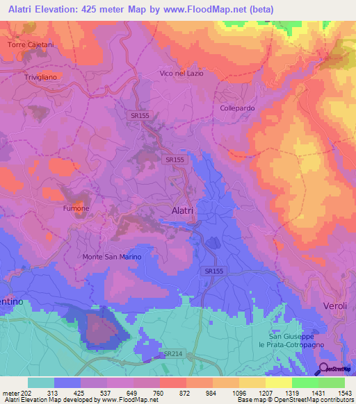 Alatri,Italy Elevation Map