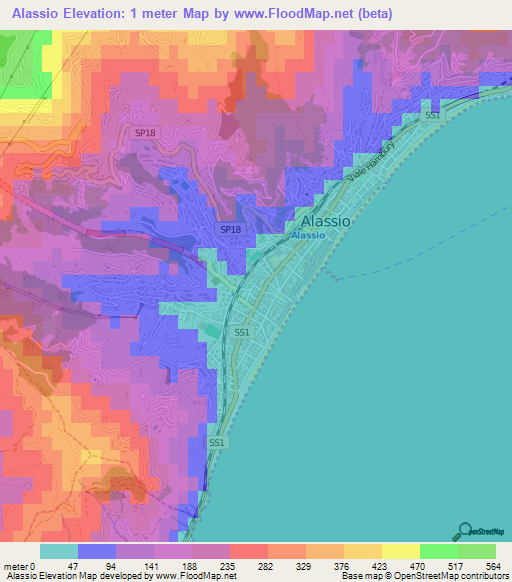 Alassio,Italy Elevation Map