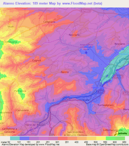 Alanno,Italy Elevation Map