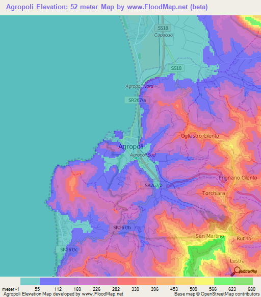 Agropoli,Italy Elevation Map