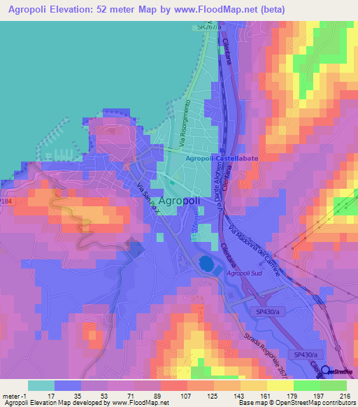 Agropoli,Italy Elevation Map