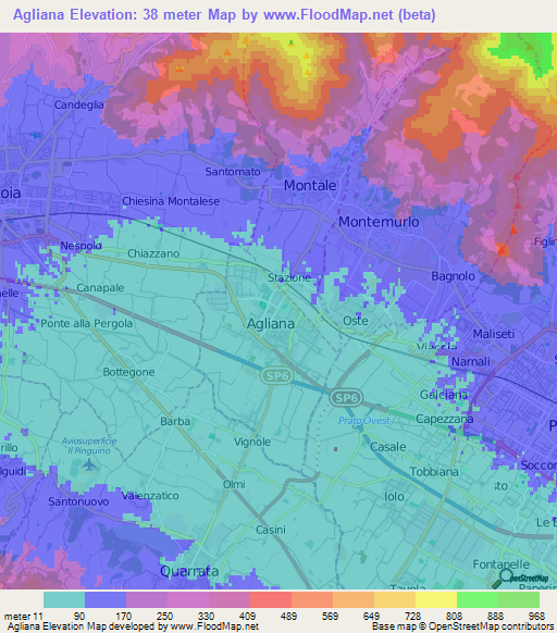 Agliana,Italy Elevation Map