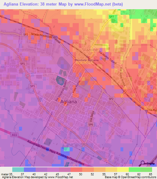 Agliana,Italy Elevation Map