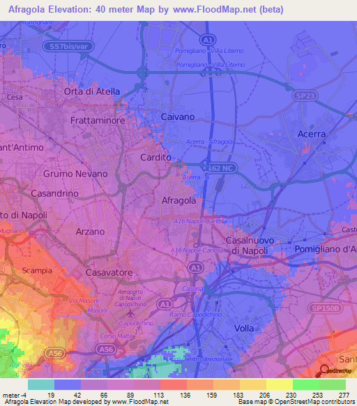 Afragola,Italy Elevation Map