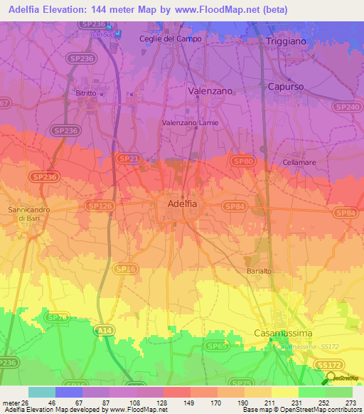 Adelfia,Italy Elevation Map