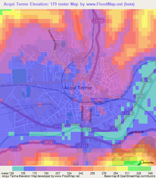 Acqui Terme,Italy Elevation Map