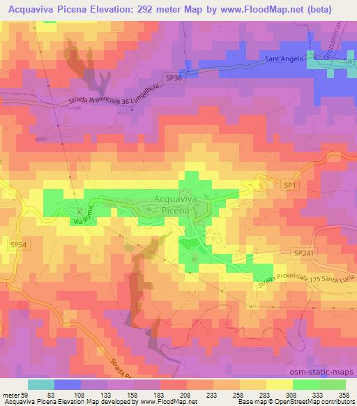 Acquaviva Picena,Italy Elevation Map