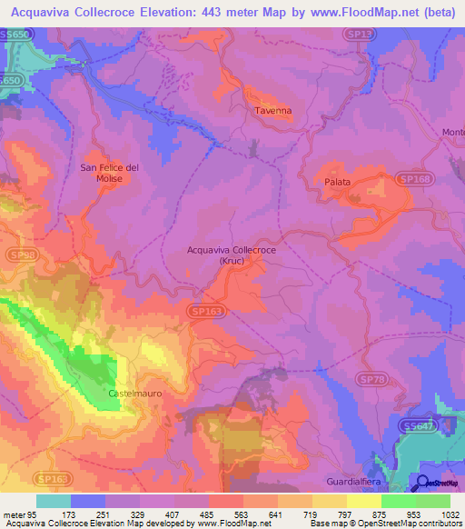 Acquaviva Collecroce,Italy Elevation Map