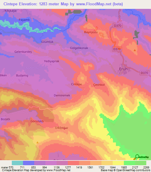 Cintepe,Turkey Elevation Map