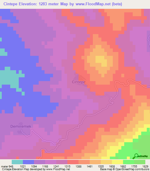 Cintepe,Turkey Elevation Map