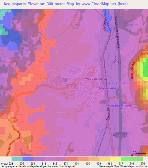 Acquasparta,Italy Elevation Map