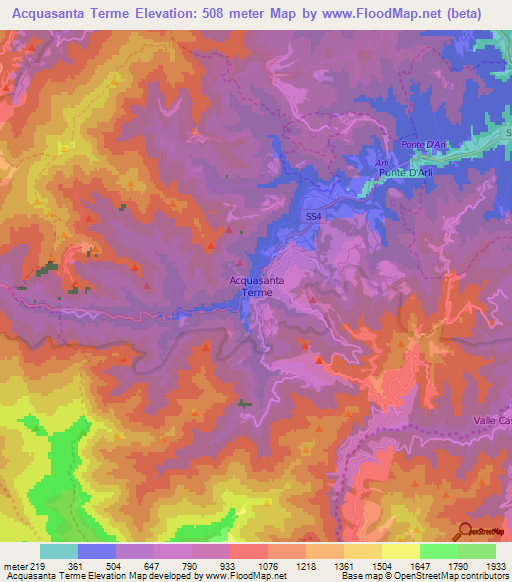 Acquasanta Terme,Italy Elevation Map