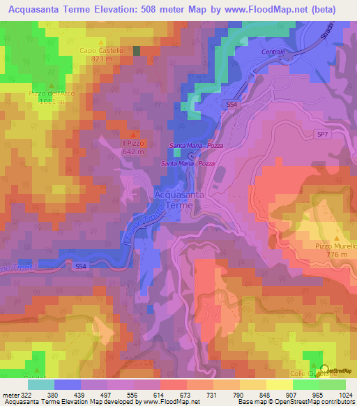 Acquasanta Terme,Italy Elevation Map