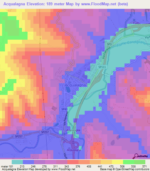 Acqualagna,Italy Elevation Map