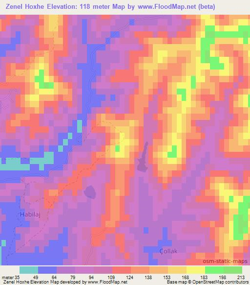 Zenel Hoxhe,Albania Elevation Map