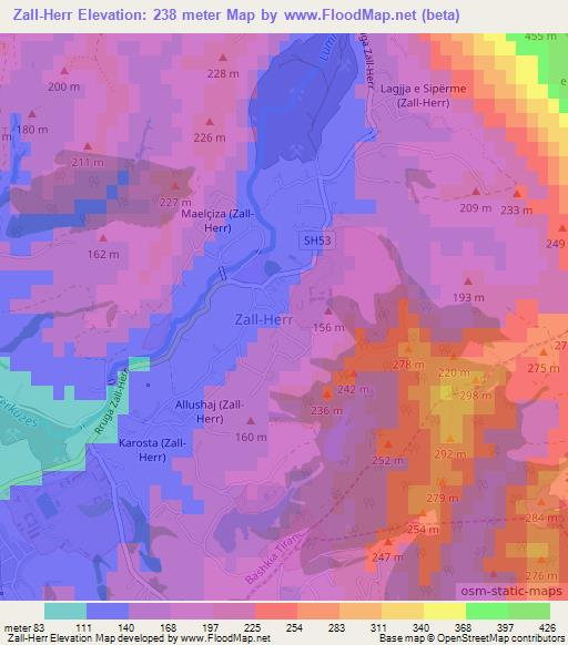 Zall-Herr,Albania Elevation Map