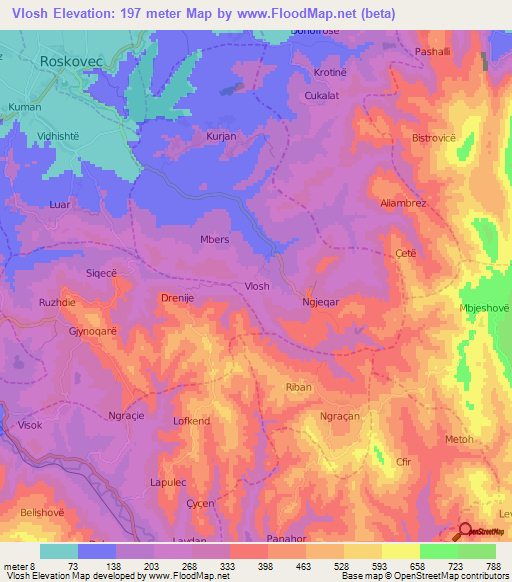 Vlosh,Albania Elevation Map