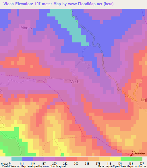 Vlosh,Albania Elevation Map