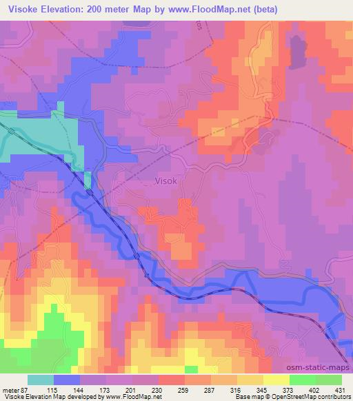 Visoke,Albania Elevation Map